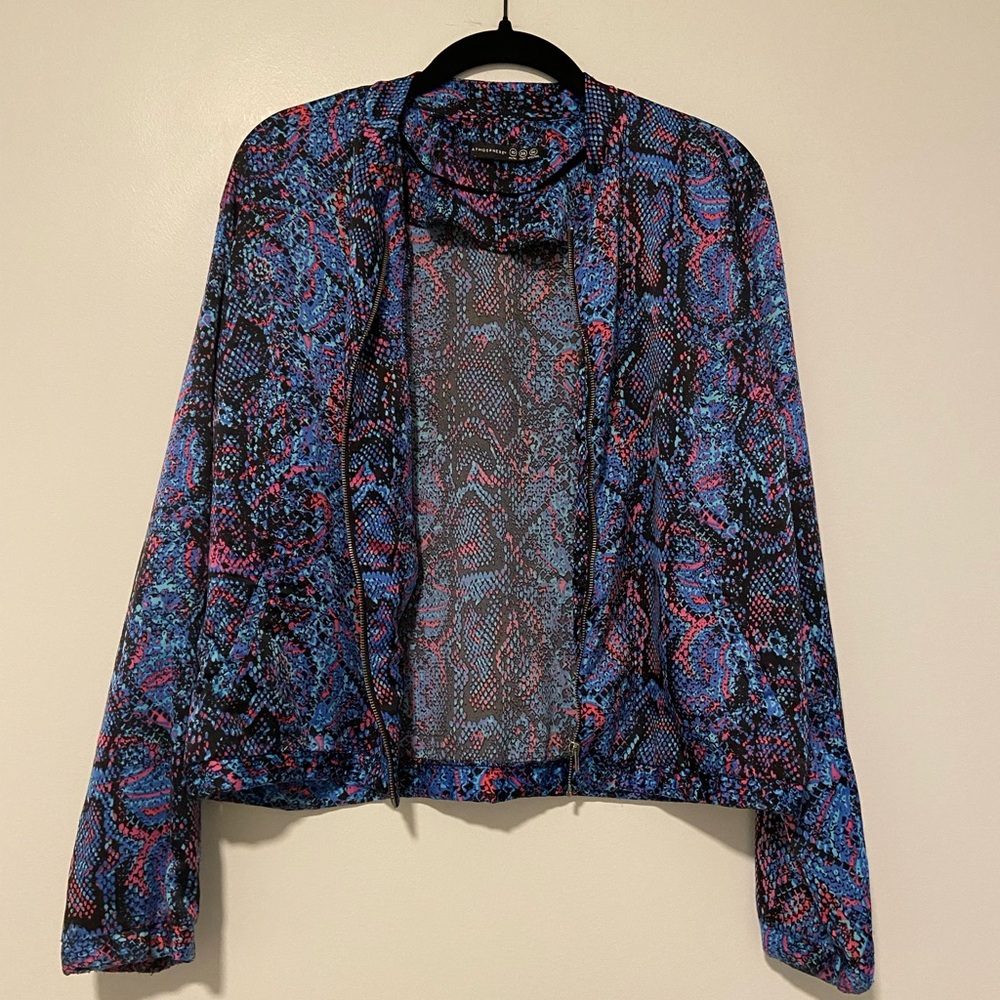 Blue, Turquoise & Pink Snake Print Atmosphere Lightweight Zip-Up | UK 10, US M